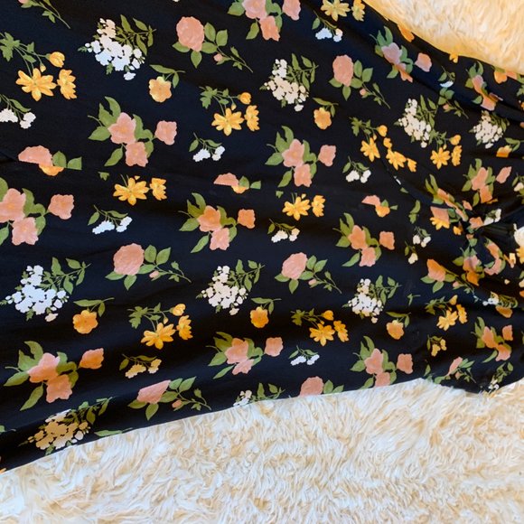 Reformation Pink and Black Ruffled Wrap Maxi Dress - Picture 5 of 11